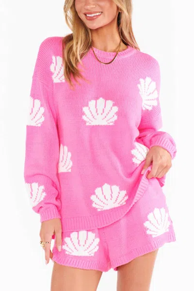 Show Me Your Mumu Go To Sweater In Hot Pink Shell Knit
