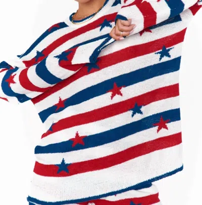 SHOW ME YOUR MUMU GO TO SWEATER IN STAR SPANGLED STRIPE KNIT