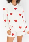 Show Me Your Mumu Go To Sweater In Tossed Heart Knit Red
