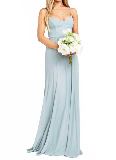 Show Me Your Mumu Godshaw Goddess Gown In Silver Sage Crisp In Blue