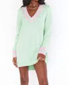 SHOW ME YOUR MUMU HARTFORD SWEATER DRESS IN MINT COURTSIDE KNIT