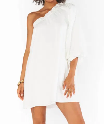 Show Me Your Mumu High Volume Mini Dress In White Linen