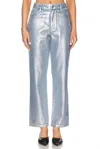 Show Me Your Mumu Icon Straight Jean In Silver Coated Denim In Multi