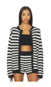 Show Me Your Mumu Inez Cardigan Black And White Stripe Knit In Black