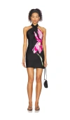 Show Me Your Mumu Jasmine Tie Mini Dress In Iris Luxe Satin In Black