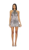 Show Me Your Mumu Jasmine Tie Mini Dress In Silver
