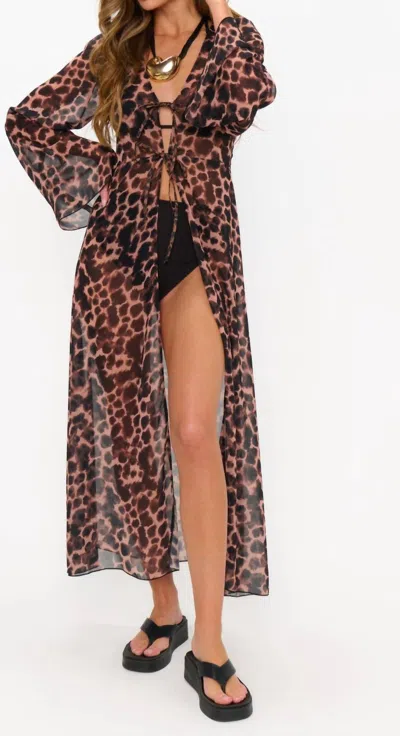 Show Me Your Mumu Jet Setter Robe In Tortoise Shell In Animal Print
