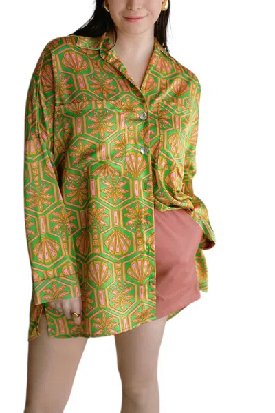 Show Me Your Mumu Johns Button Down Shirt In Palm Deco In Multi