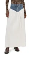 Show Me Your Mumu Joni Maxi Skirt Denim With Cream Voile In Multi