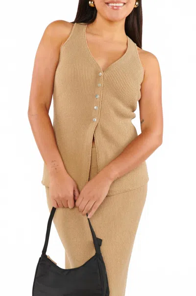 Show Me Your Mumu Josie Straight Fit Vest In Stone Knit In Brown