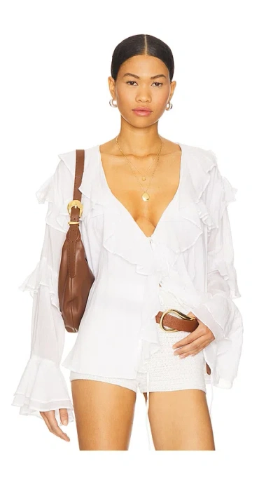 Show Me Your Mumu Joss Ruffle Top In White