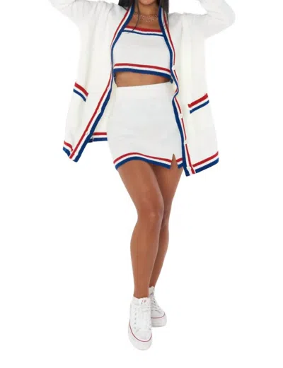 Show Me Your Mumu Lambert Cardigan In Usa Stripe Knit In White