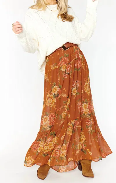 Show Me Your Mumu Larina Midi Skirt In Garden Harvest In Brown