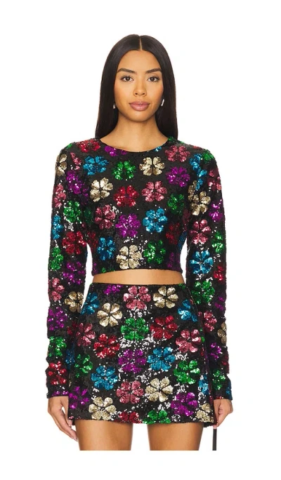 Show Me Your Mumu Last Call Top In Flower Pop Multi Sequins