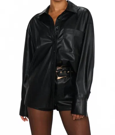 Show Me Your Mumu Lincoln Shirt Jacket In Black Faux Leather In Multi