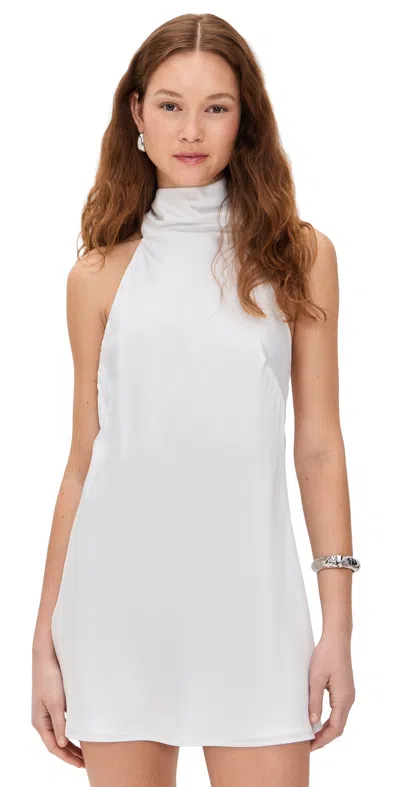 Show Me Your Mumu Jasmine Halter Mini Dress In Ivory Luxe Satin