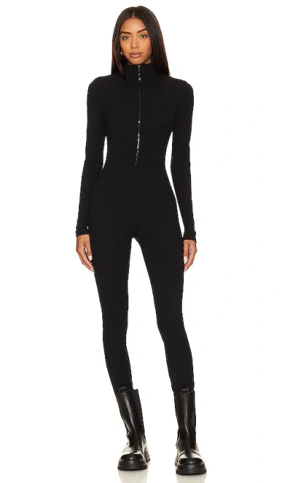 Show Me Your Mumu Lodge Onesie In Winter Rib Black