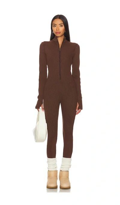 Show Me Your Mumu Lodge Onesie In Winter Rib Chocolate