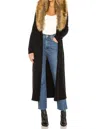 Show Me Your Mumu Lombardi Long Cardigan With Faux Fur Trim In Black