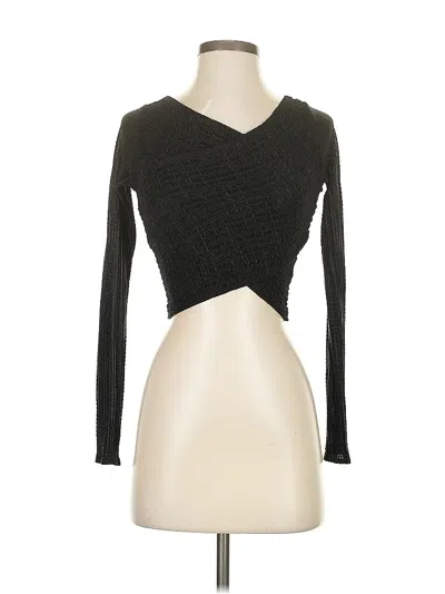 Pre-owned Show Me Your Mumu Long Sleeve Top Black Plunge Neckline Tops