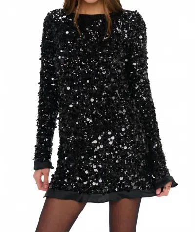 Show Me Your Mumu Maddison Ruffle Dress In Black Metallic Sequins