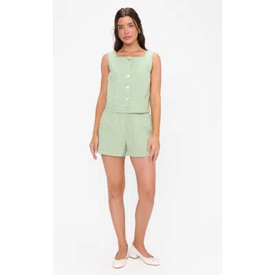 Show Me Your Mumu Maren Linen Shorts In Cameo Green In Multi