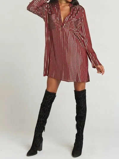Show Me Your Mumu Maribelle Shirt Dress In Late Night Stripe In Brown