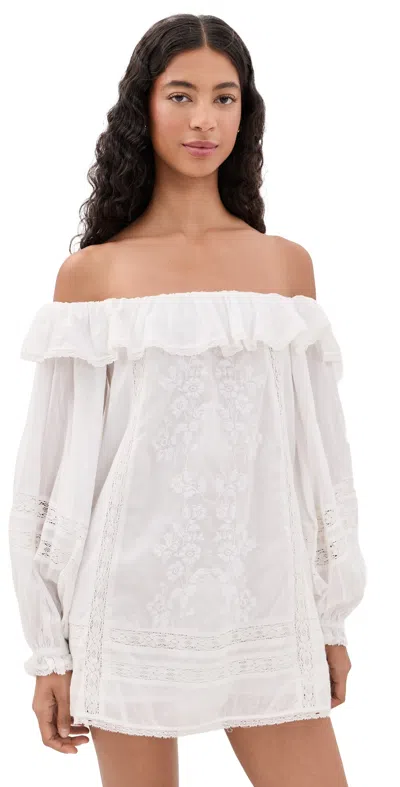 Show Me Your Mumu Meadow Mini Dress Cream Voile Trim In White