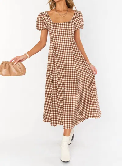 Show Me Your Mumu Mia Midi Dress In Brown Gingham In Multi