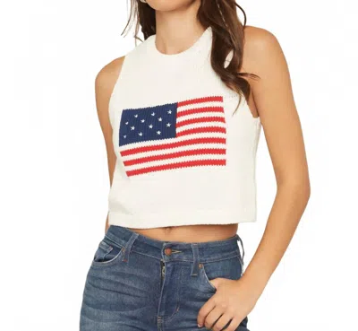 Show Me Your Mumu Milo American Tank In Flag Knit In White