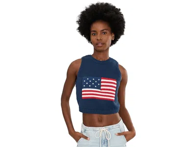 Show Me Your Mumu Milo Tank Women's Clothing Navy Flag Knit: Sm In Blue