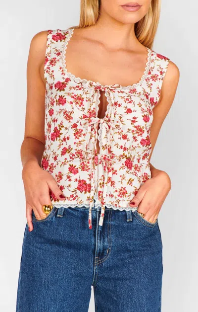 Show Me Your Mumu Mimi Top In Roses In Multi