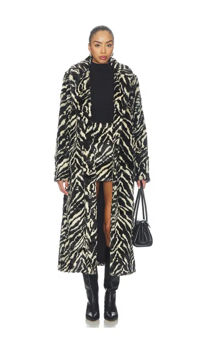 Show Me Your Mumu Miss Cindy Overcoat In Neutral Zebra