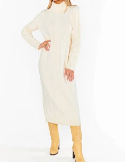 Show Me Your Mumu Montreal Midi Dress In Cream Cable Knit In Multi