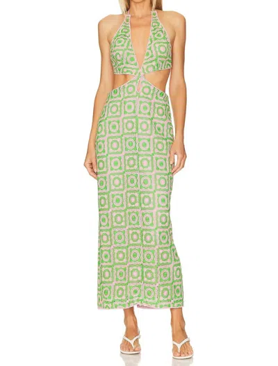 Show Me Your Mumu Muse Midi Dress In Pink/green