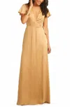 Show Me Your Mumu Noelle Satin Wrap Maxi Long Dress In Gold In Gold