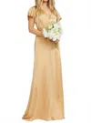 Show Me Your Mumu Noelle Satin Wrap Maxi Long Dress In Gold In Brown