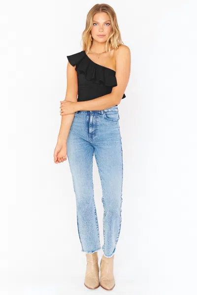 Show Me Your Mumu Ophelia Ruffle Bodysuit In Black Stretch In Multi