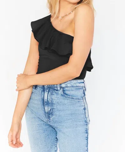 Show Me Your Mumu Ophelia Ruffle Bodysuit In Black Stretch In Multi