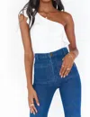 Show Me Your Mumu Ophelia Ruffle Bodysuit In Bone Stretch In Beige