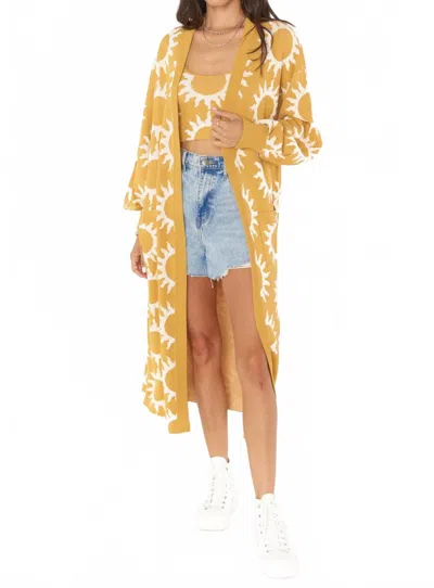 Show Me Your Mumu Out And About Cardi In Paradise Sun Knit In Yellow