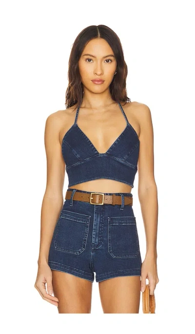 Show Me Your Mumu Palm Springs Top In Moonlit Blue