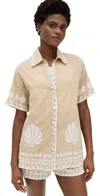 Show Me Your Mumu Parker Button Down In Latte Capri Shells