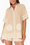Show Me Your Mumu Parker Button Down Top In Latte Capri Shells In Neutral