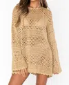 Show Me Your Mumu Paula Pullover Swim Coverup In Latte Crochet In Animal Print