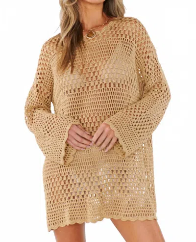 Show Me Your Mumu Paula Pullover Top In Latte Crochet In Brown