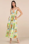 Show Me Your Mumu Peyton Green And Blue Floral Tiered Midi Dress In Green