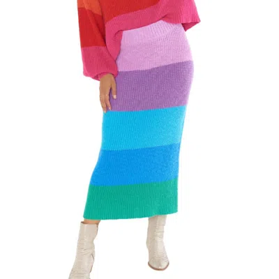 Show Me Your Mumu Pippa Sweater Skirt In Sunset Stripe In Blue