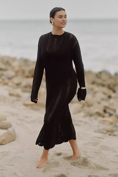 Show Me Your Mumu Plus Long-sleeve Crochet Maxi Dress In Black