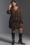 Show Me Your Mumu Plus Long-sleeve Ruffled Mini Dress In Multicolor